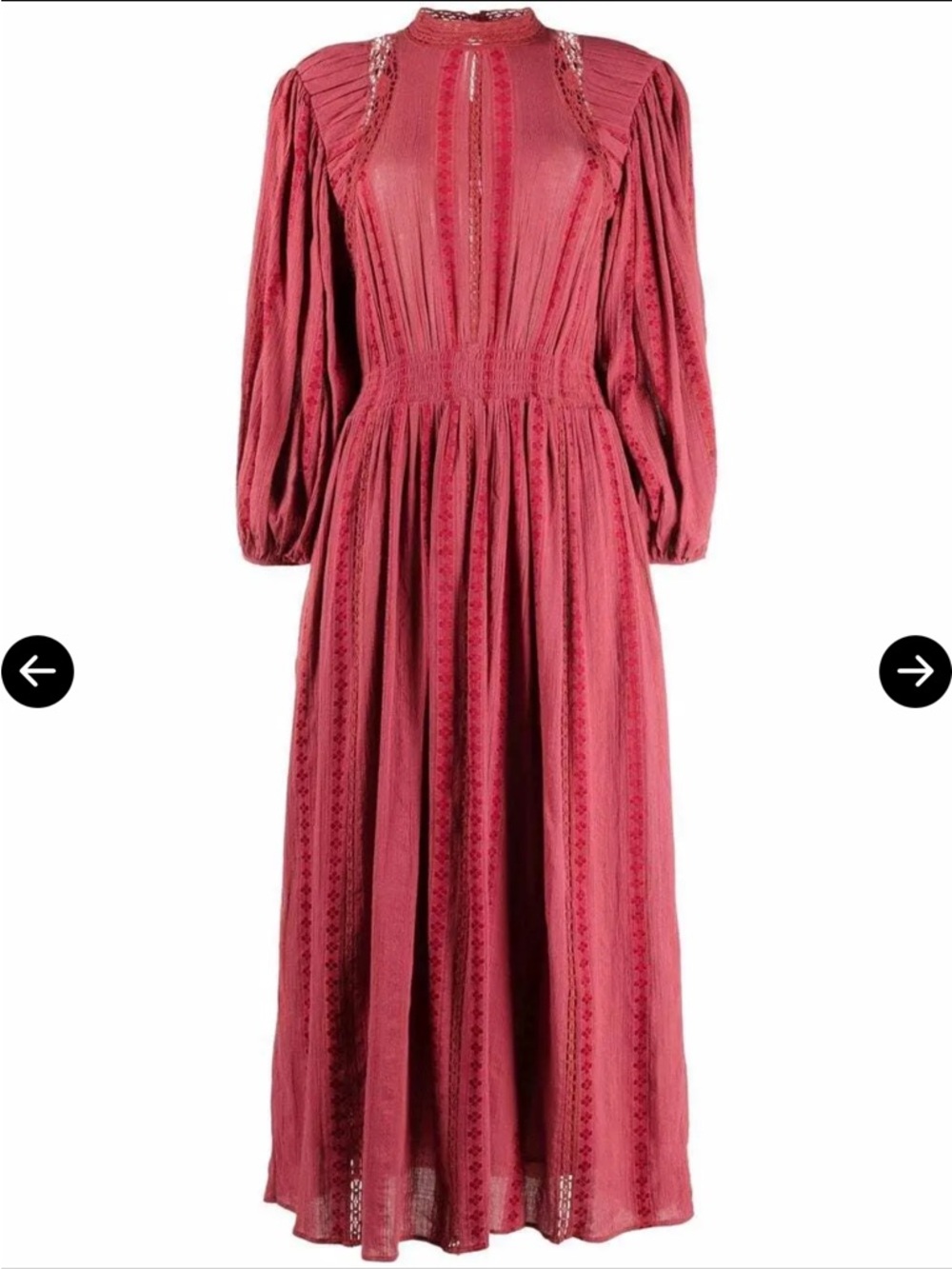 NWOT Etoile Isabel Marant red Jaena dress with bell sleeves, high neck, XL/44